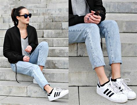 girl wearing adidas superstar.